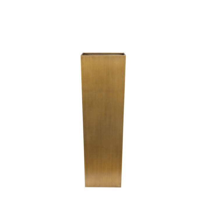 Metal Geometric Shape Planter with Wide Open Mouth and Bottom, Small, Gold