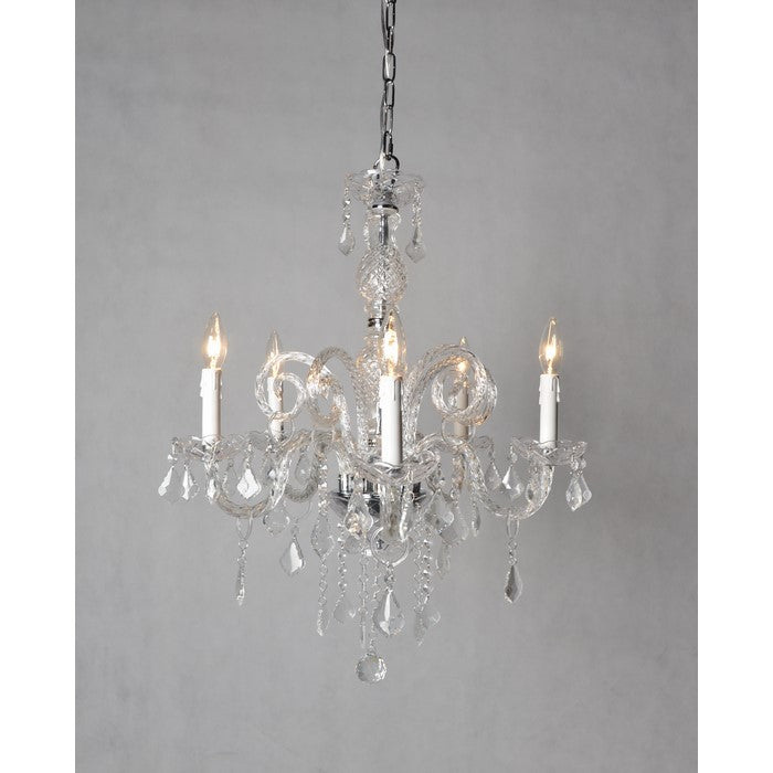 Traditional Crystal Chandelier with Five Candle Shape Light Holders, Clear