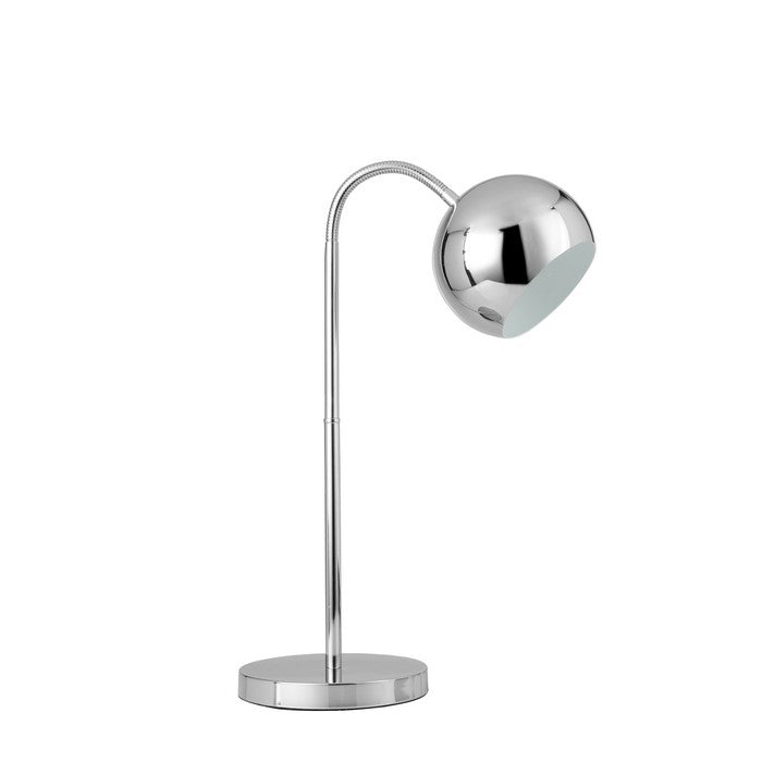 Metal Table Lamp with Goose Neck Design and Round Base,  Silver