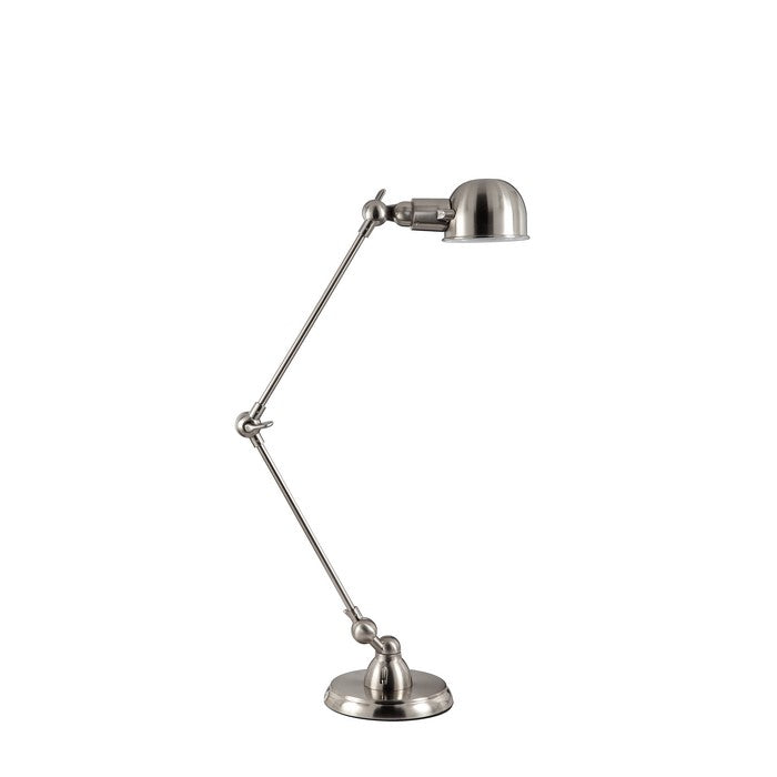 Metal Table Task Lamp with Round Base and Flexible Neck, Silver