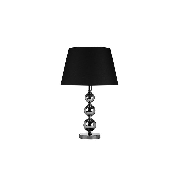 Metal Sphere Stacked Table Lamp with Fabric Shade In Black, Black and Silver