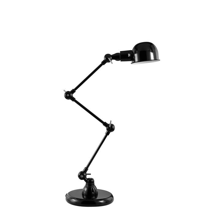 Metal Table Lamp with Flexible Neck Design and Round Base, Black