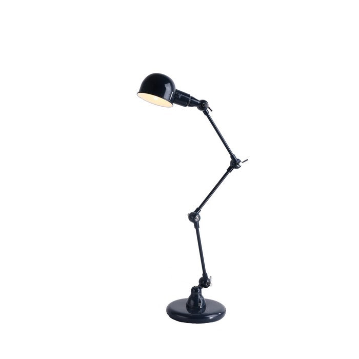 Metal Table Lamp with Flexible Neck Design and Round Base, Blue