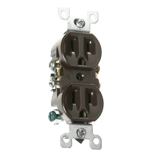 Leviton 100-5320-SP BRN Quickwire Push In and Side Wired Duplex Receptacle