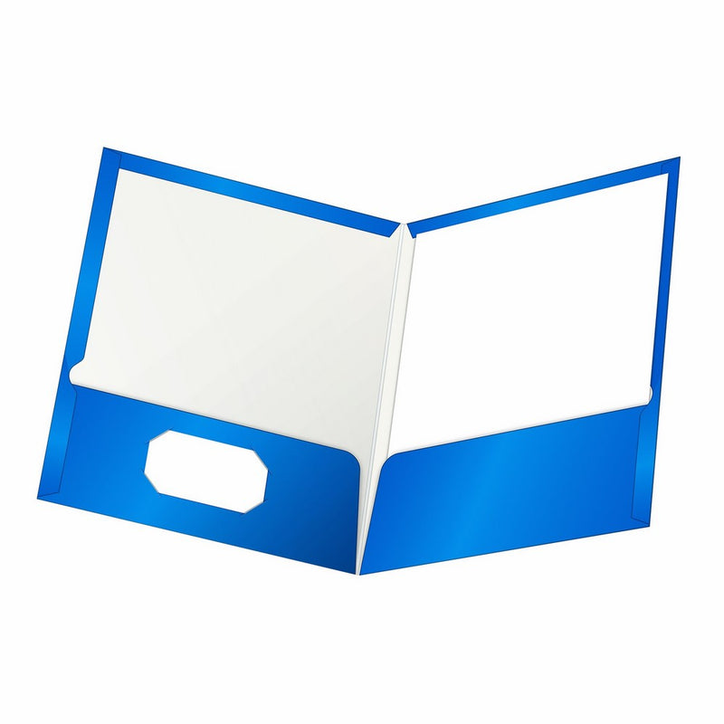 Oxford 51701EEShowfolio Laminated Twin Pocket Folders, Letter Size, Blue, 25 per Box