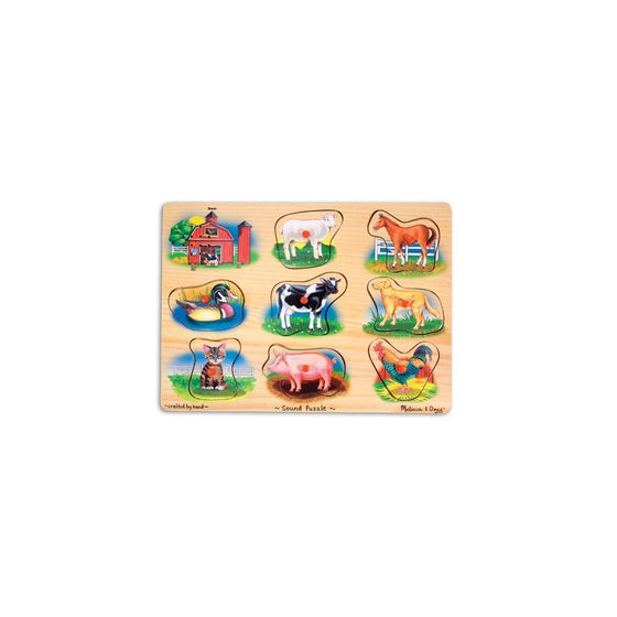 Melissa & Doug Farm Sound Puzzle - Wooden Peg Puzzle With Sound Effects (8 pcs)