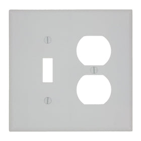 Leviton 80505-W 2-Gang 1-Toggle 1-Duplex Device Combination Wallplate, Midway Size, White