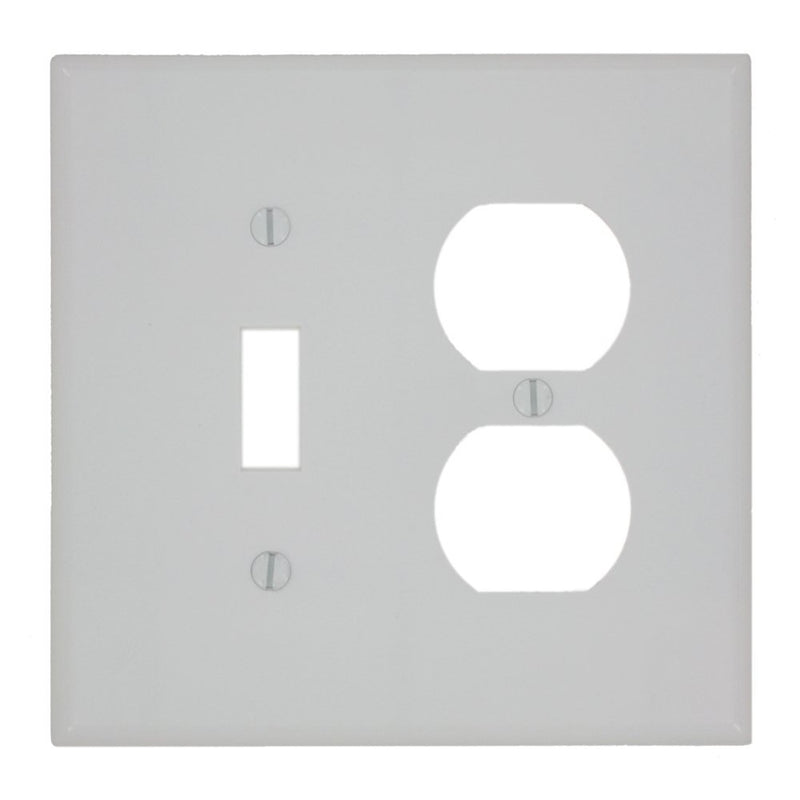 Leviton 80505-W 2-Gang 1-Toggle 1-Duplex Device Combination Wallplate, Midway Size, White