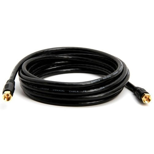 PTC Premium GOLD Series 12 ft BLACK RG6 F Type HIGH GRADE QUAD SHIELD Coaxial 18AWG CL2 Rated 75Ohm Cable