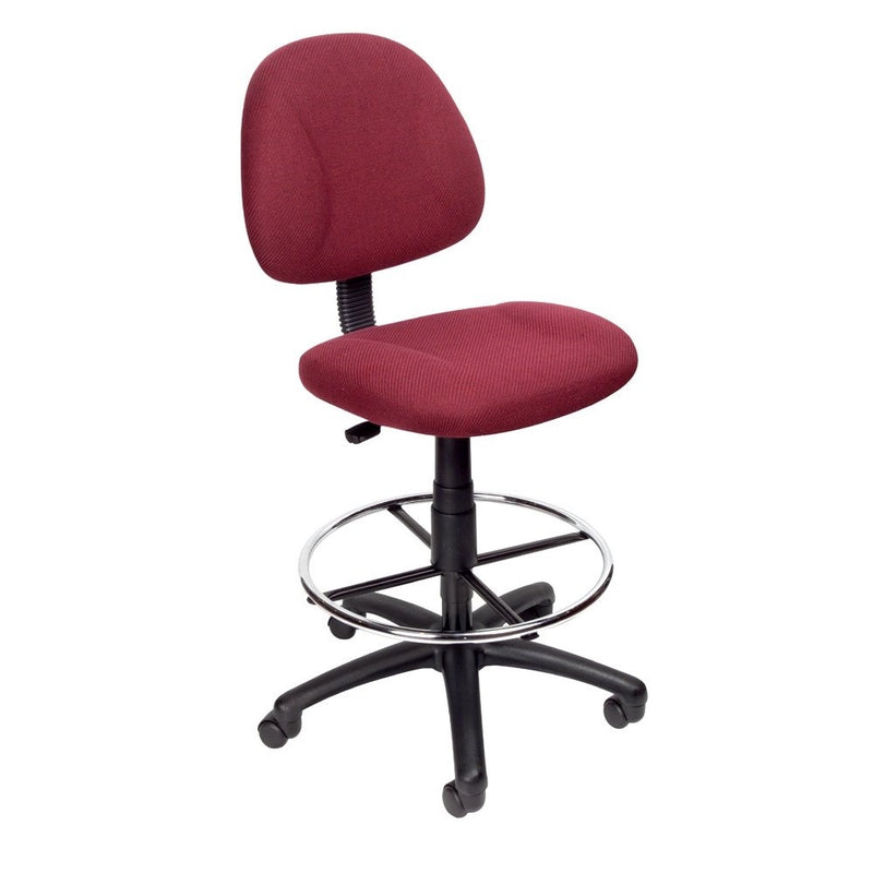 Boss Office Products B1615-BY Ergonomic Works Drafting Chair without Arms in Burgundy