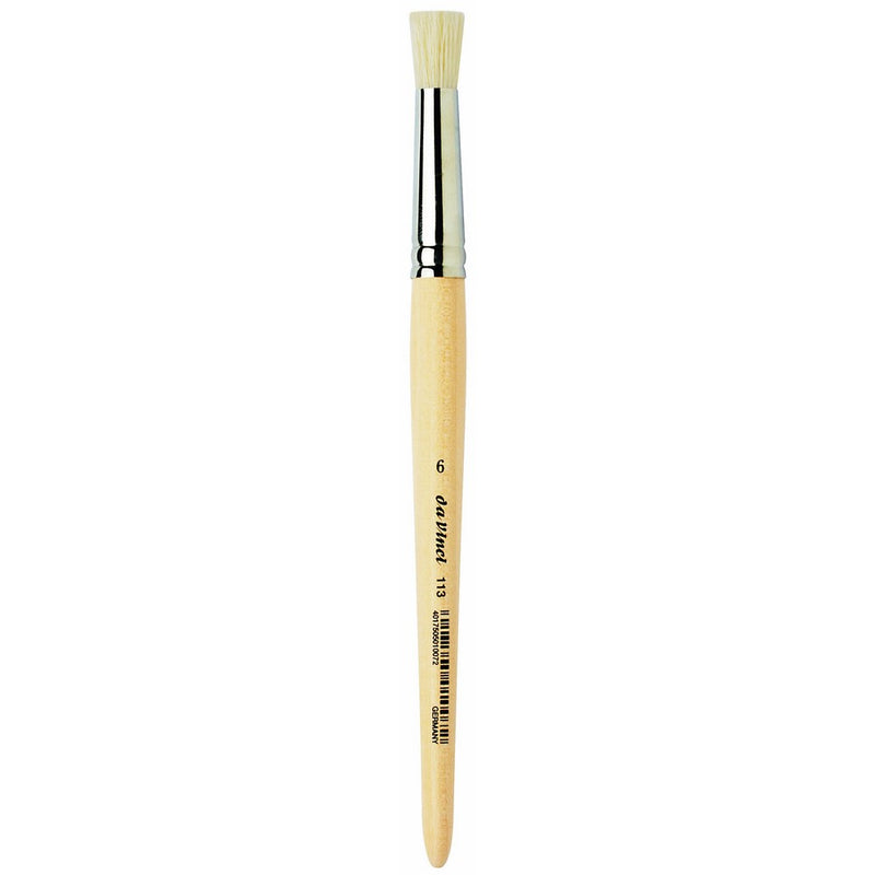da Vinci Graphic Design Series 113 Stencil Brush, White Chinese Hog Bristle with Long Plainwood Handle, Size 6