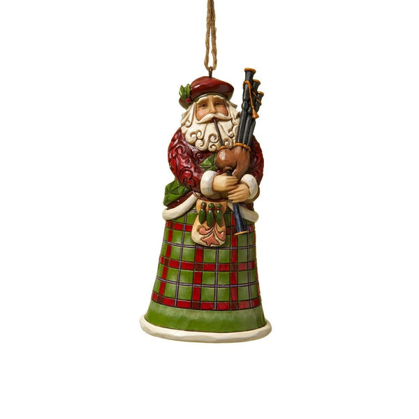 Enesco Jim Shore Heartwood Creek Scottish Santa Stone Resin Hanging Ornament, 4.75”