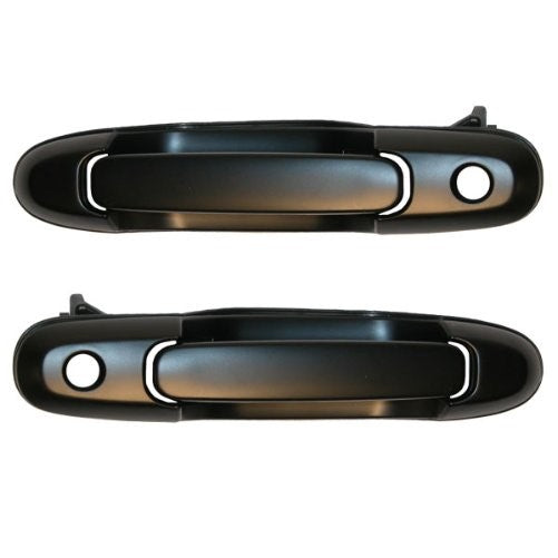1998-2003 Toyota Sienna Front Black Outside Outer Exterior Door Handle with Keyhole Pair Set Left Driver AND Right Passenger Side (1998 98 1999 99 2000 00 2001 01 2002 02 2003 03)