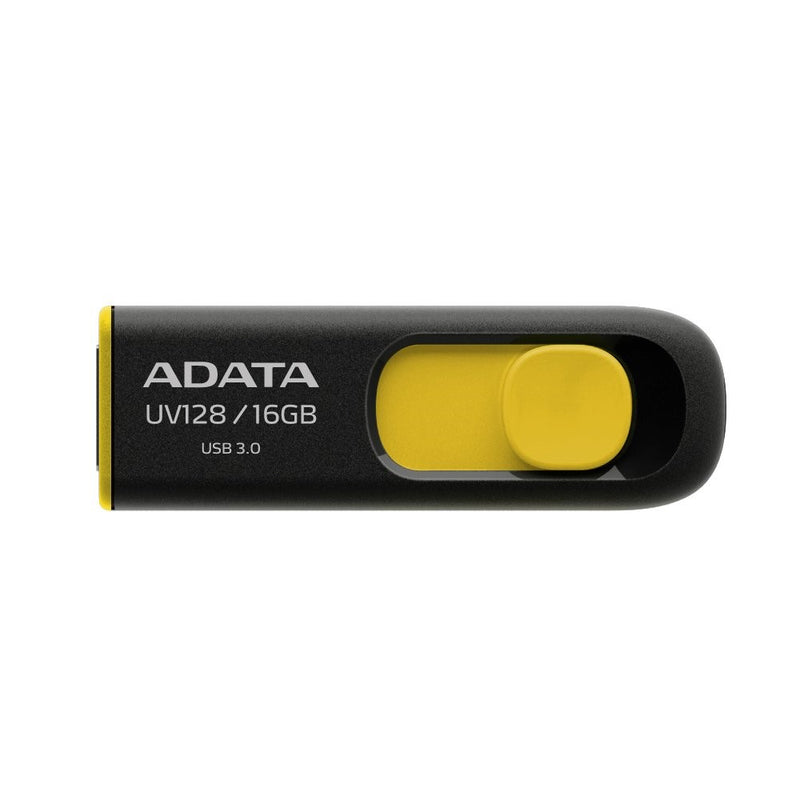 ADATA UV128 16GB USB 3.0 Retractable Capless Flash Drive, Yellow (AUV128-16G-RBY)