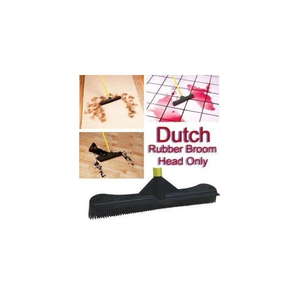 Dutch Rubber Broom 12" Head- 12 Inches Rubber Broom Head Only Fits Any Handle!