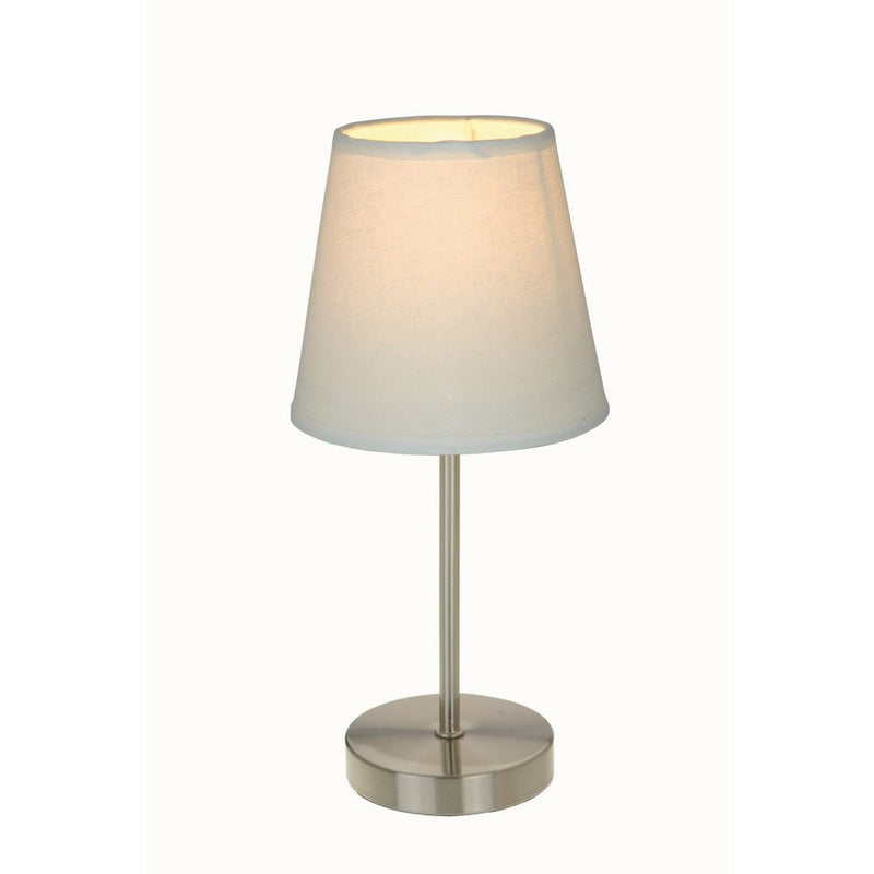 Simple Designs LT2013-WHT Sand Nickel Mini Basic Table Lamp with Fabric Shade, White