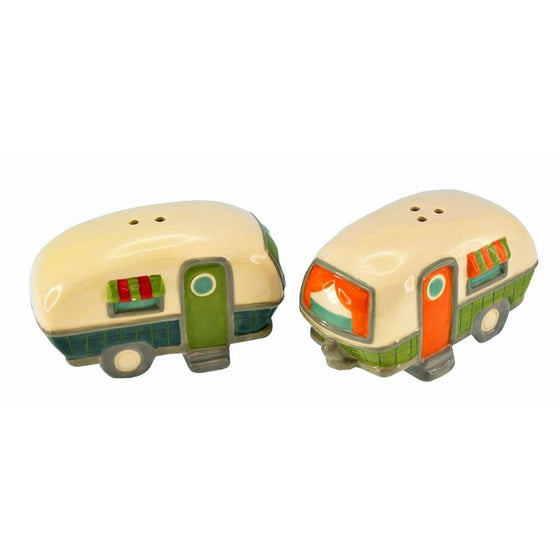 Camping Trip Weekend Getaway Campers RV Ceramic Salt and Pepper Shaker Set