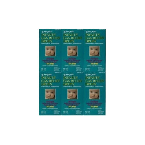 MAJOR INFANTS GAS RELIEF DROPS DYE-FREE SIMETHICONE ORAL SUSPENSION 30ML EACH (PACK OF 6)