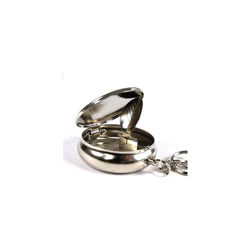 SmartDealsPro Stainless Steel Portable Pocket Circular Ashtray Key Chain with Cigarette Snuffer