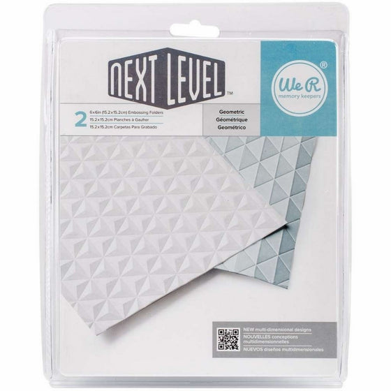 American Crafts Next Level Geometric Embossing Folder 2-Pack by We R Memory Keepers | Includes two 6 x 6-inch embossing folders in different geometric patterns