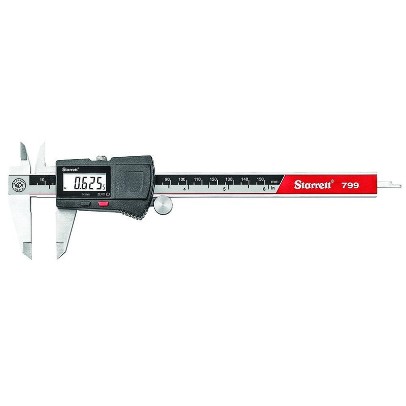 Starrett EC799A-6/150 Electronic Caliper, Stainless Steel, 0.0005" Resolution and 0"-6" Measuring Range, Black