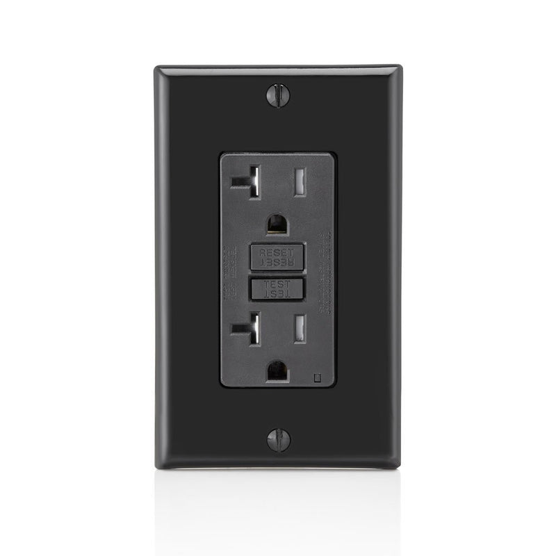 Leviton GFTR2-E SmarTest Self-Test SmartlockPro Slim GFCI Tamper-Resistant Receptacle with LED Indicator, 20-Amp, Black