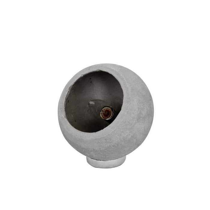 Robust Accent Lamp with Concrete Spherical Shaped Shade, Gray and Silver