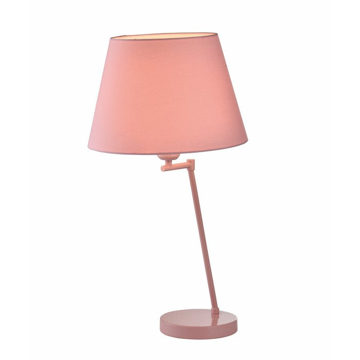 Designer Table Lamp with Unique Curved Arm Design, Pink