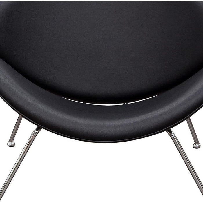 Modern Leatherette Upholstered Accent Chair with Angled Metal Legs, Set of Two, Black and Silver
