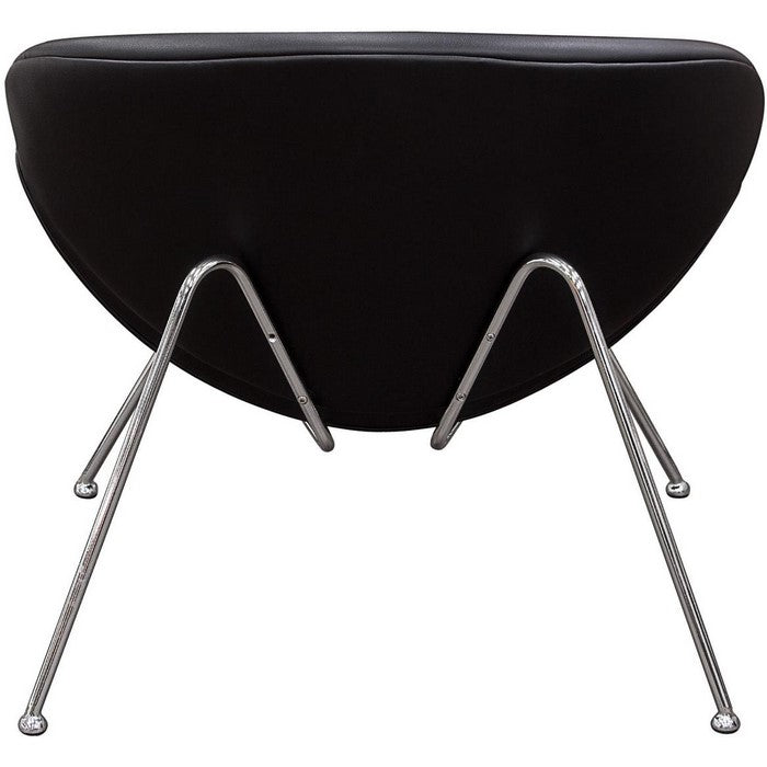 Modern Leatherette Upholstered Accent Chair with Angled Metal Legs, Set of Two, Black and Silver