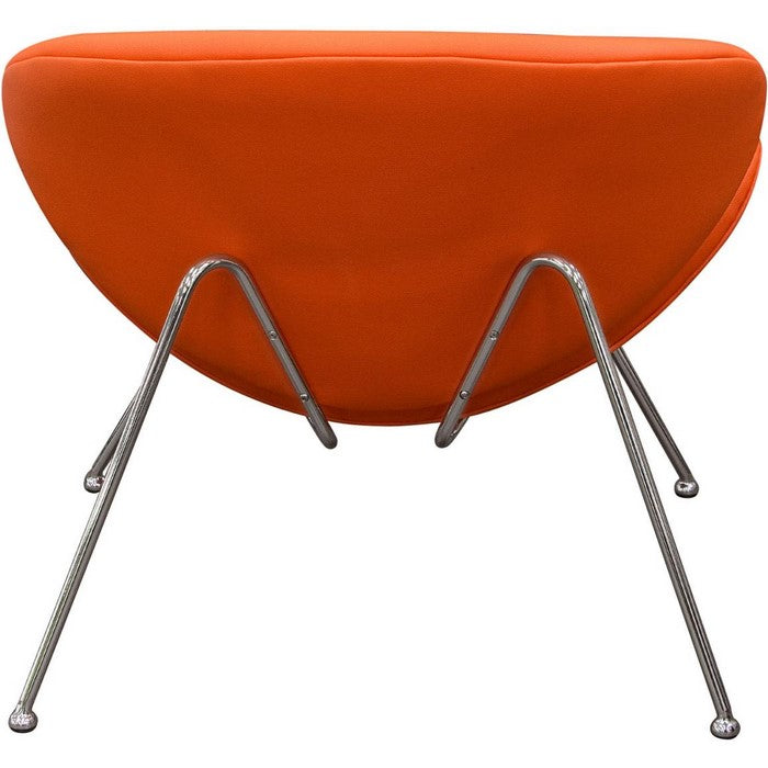 Modern Leatherette Upholstered Accent Chair with Angled Metal Legs, Set of Two, Orange and Silver