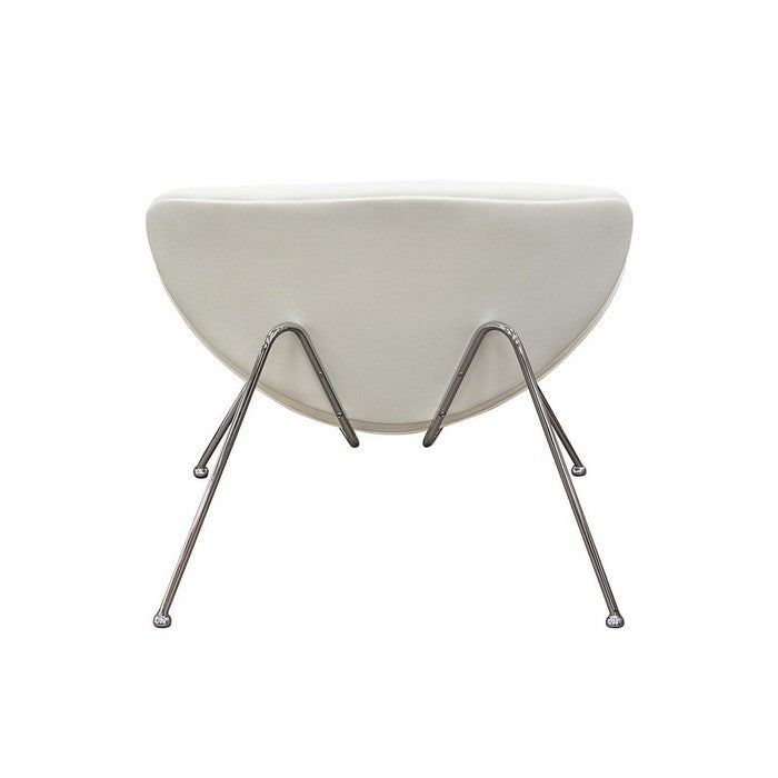 Modern Leatherette Upholstered Accent Chair with Angled Metal Legs, Set of Two, White and Silver