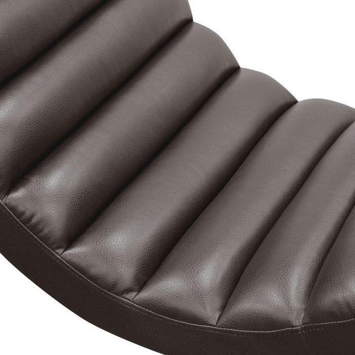 Stainless Steel Framed Leatherette  Chaise Lounge with Channel Tufting, Gray and Silver