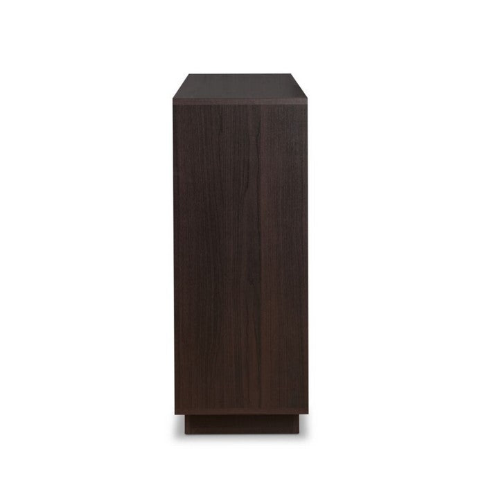 Contemporary Style Wooden Server with Two Side Door Storage Cabinets, Espresso Brown