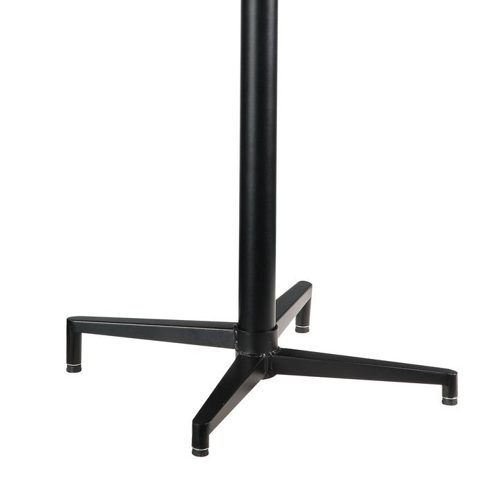 Square Shape Foldable Metal Dining Table with Pedestal Base and Cut Out Grid, Black