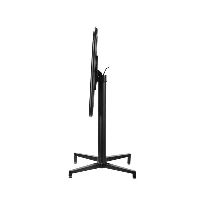 Square Shape Foldable Metal Dining Table with Pedestal Base and Cut Out Grid, Black