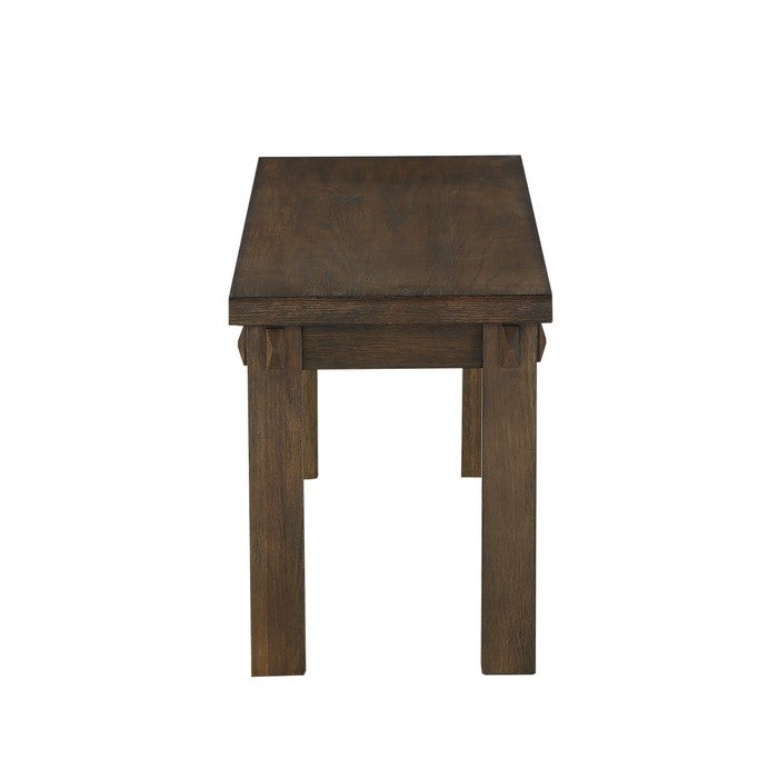 Poplar Wood Dining Side Bench with Thick Block Legs, Brown