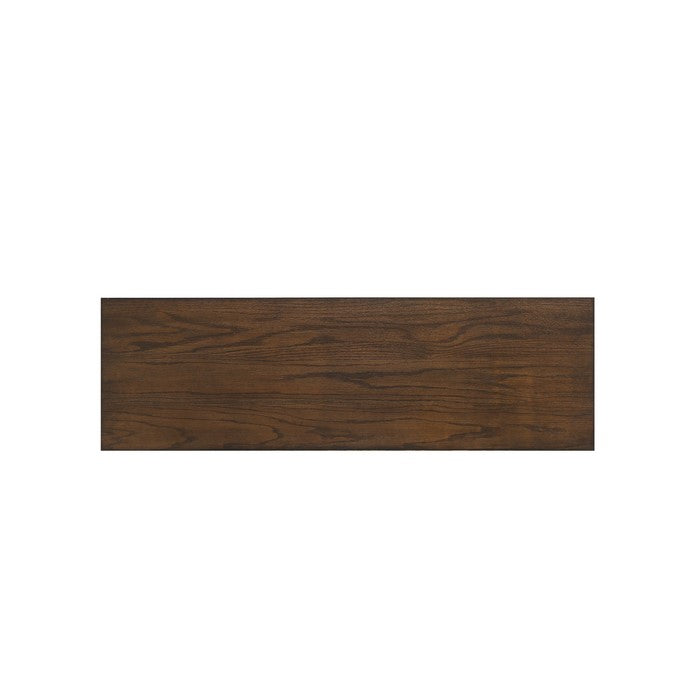 Poplar Wood Dining Side Bench with Thick Block Legs, Brown
