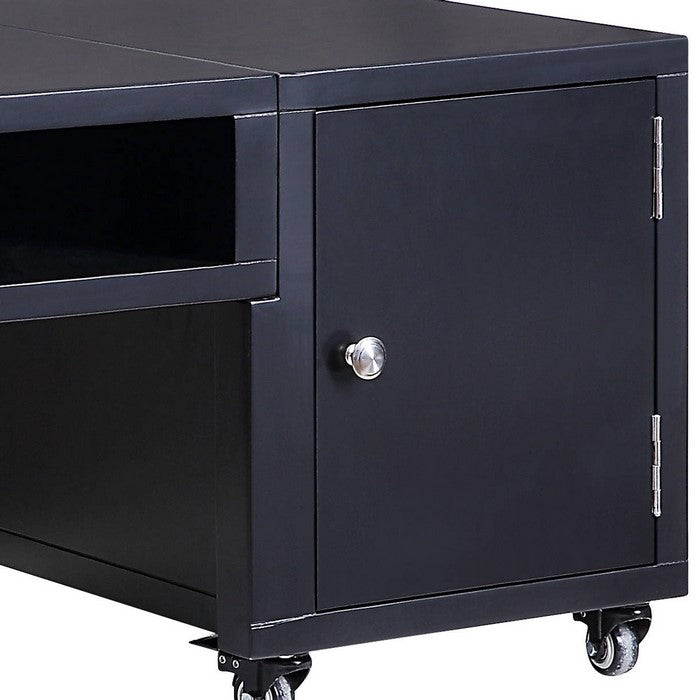 Rectangular Convertible Coffee Table with Spacious Storage and Castors, Black