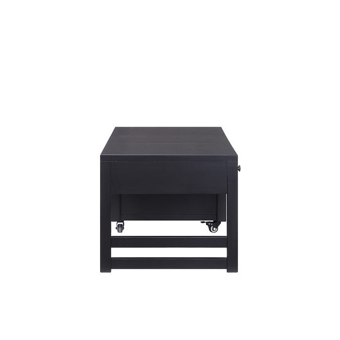 Rectangular Convertible Coffee Table with Spacious Storage and Castors, Black