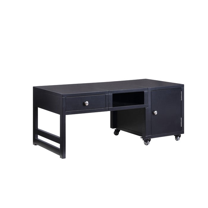 Rectangular Convertible Coffee Table with Spacious Storage and Castors, Black