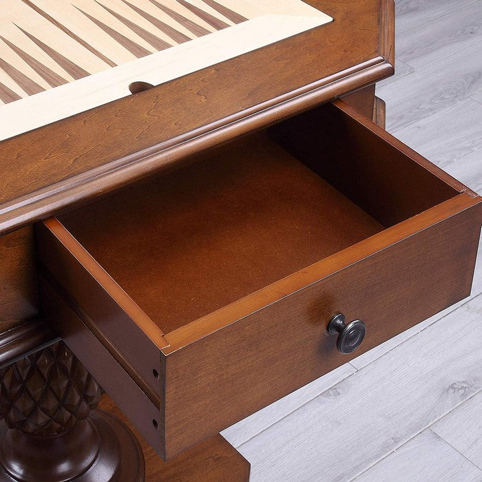 Wooden Square Top Reversible Game Table with Pedestal Base, Brown