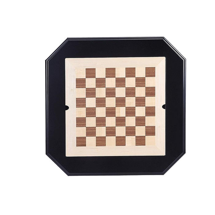 Wooden Game Table with Drawer and Reversible Game Tray, Black