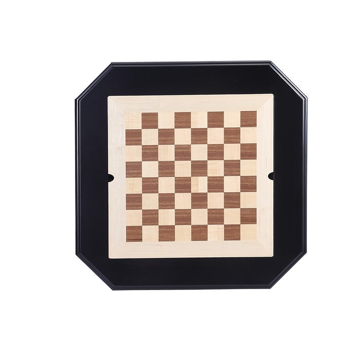 Wooden Game Table with Drawer and Reversible Game Tray, Black