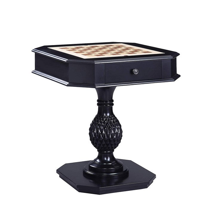 Wooden Game Table with Drawer and Reversible Game Tray, Black