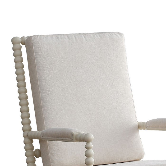 Wooden Rocking Chair with Fabric Upholstered Cushions, White