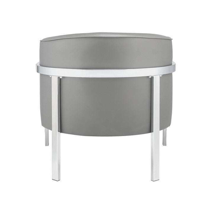 Leatherette Accent Chair with Metal Legs, Gray and Silver