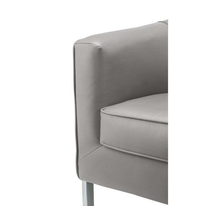 Leatherette Accent Chair with Metal Legs, Gray and Silver