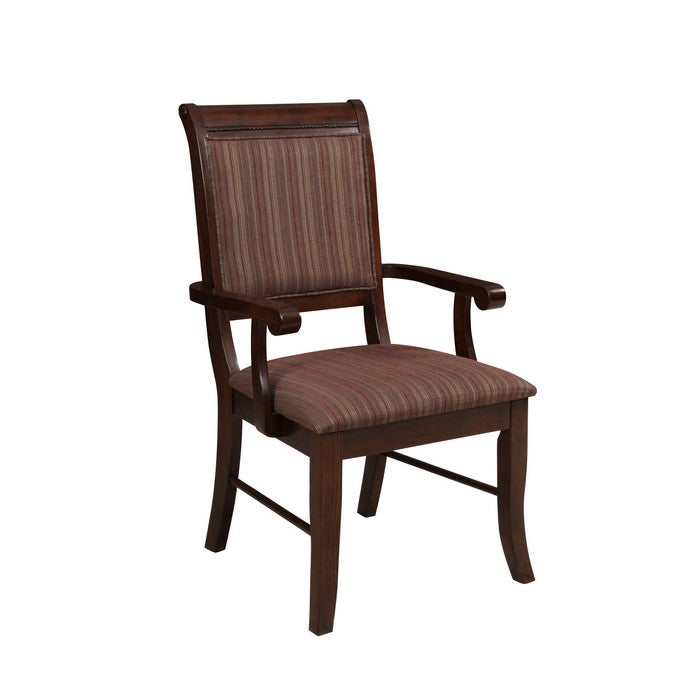 Wooden Frame Fabric Arm Chair, Set of 2, Brown