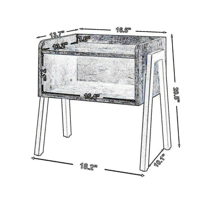 Wooden Stackable End Table with Inverted Iron Legs and Storage Compartment, Brown and Black